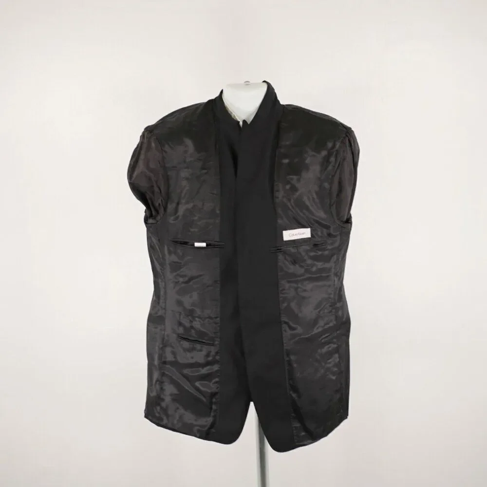 Calvin Klein‎ Black Wool Peak Label 2 Button Blazer / Suit Jacket 40R Tagged 44L